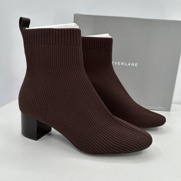 Everlane The Glove Boot in Brown size 7 Women's Stretch Rib Knit Ankle Bootie - Picture 1 of 10